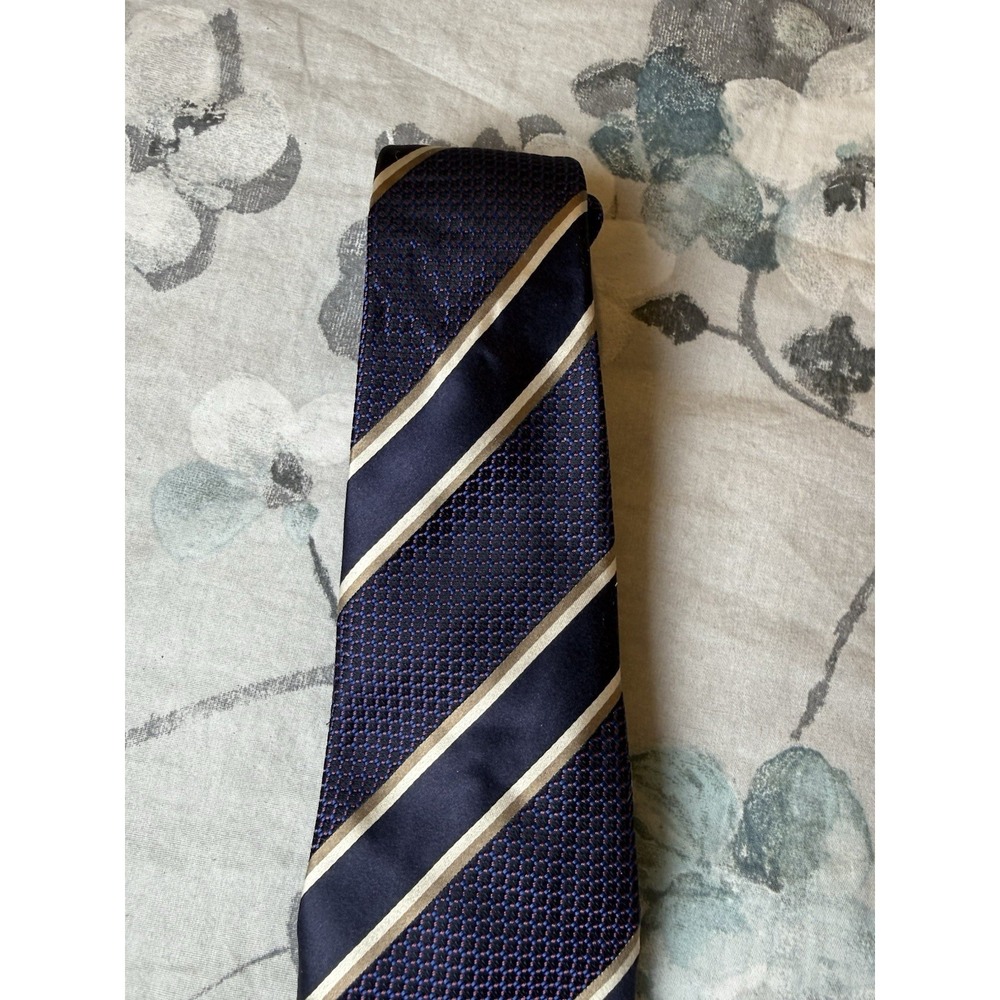 Burberry London 100% Silk Tie Mens Burgundy Blue Striped Regimental Made Italy - Picture 4 of 11